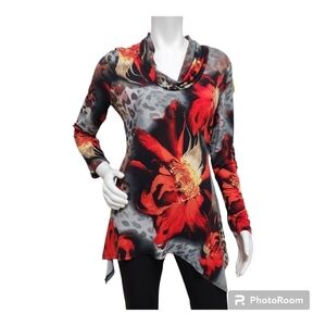 Boston Proper Hankerchief Hem Print Tunic Size M